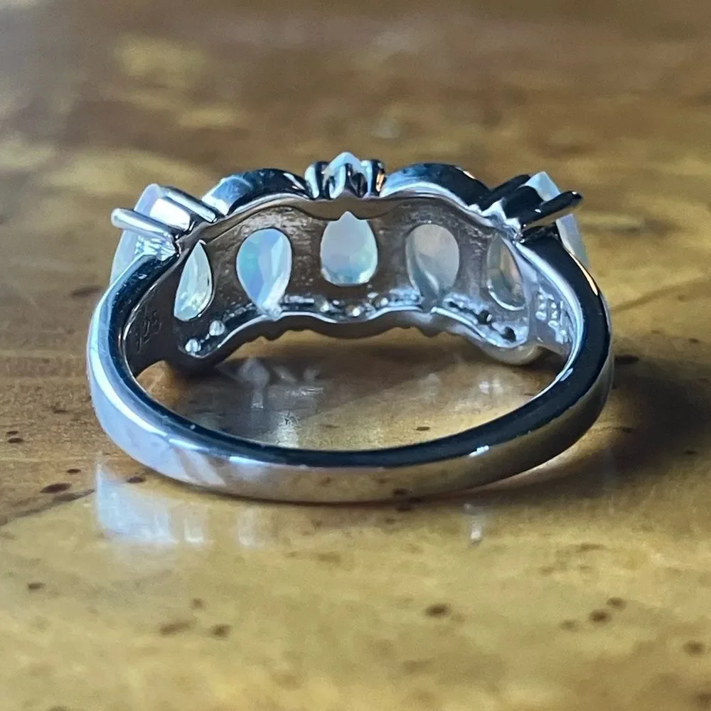 Natural Ethiopian Opal Sterling Silver Ring Size 5.75